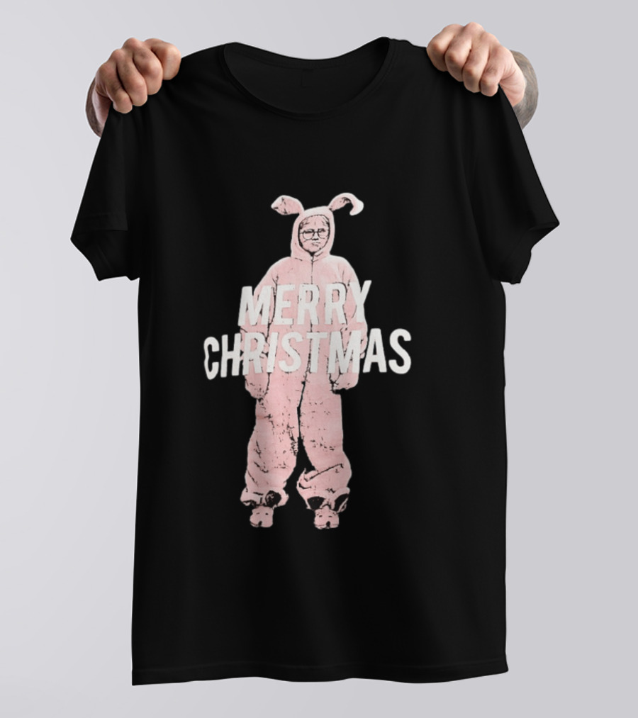 Merry Christmas Ralphie Pink Bunny Costume T-Shirt