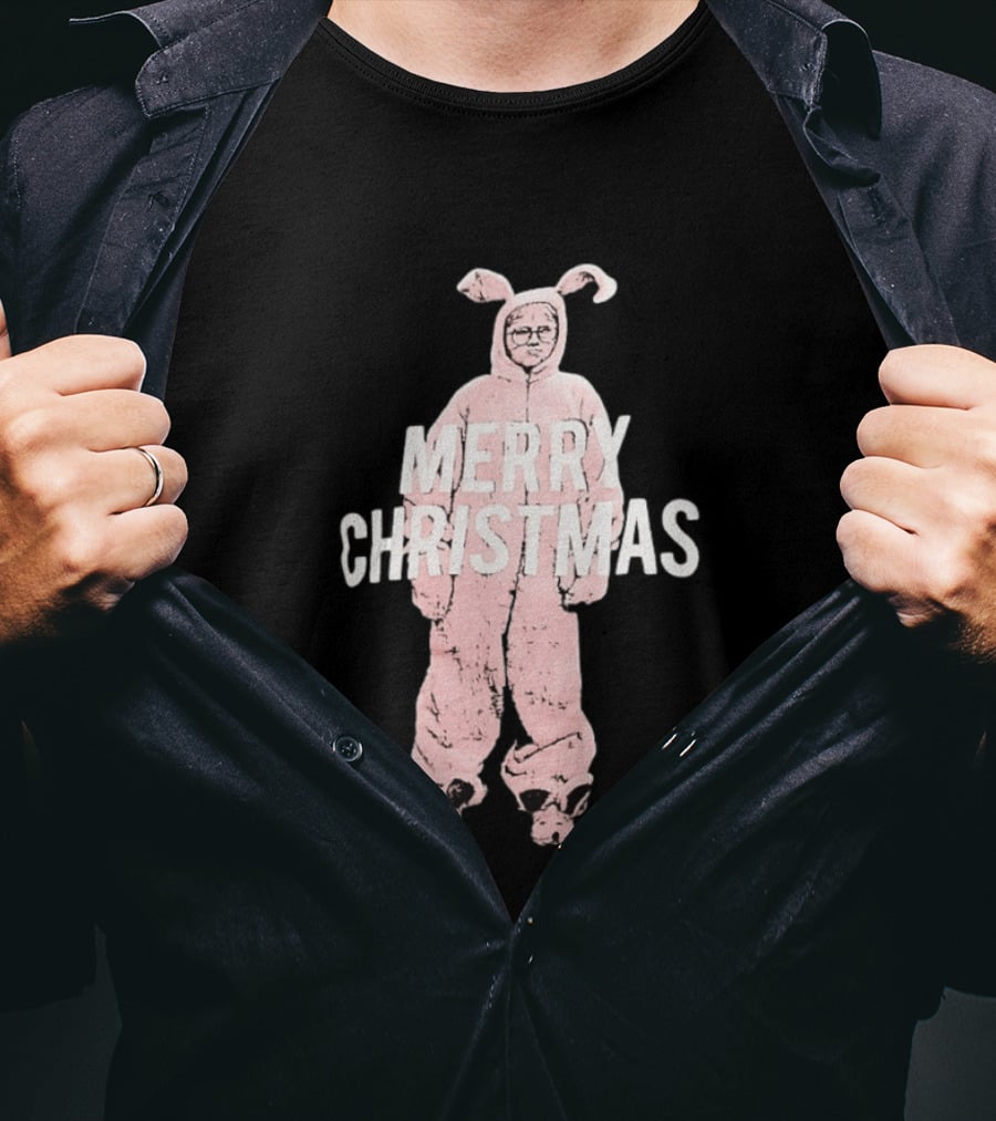 Merry Christmas Ralphie Pink Bunny Costume T-Shirt