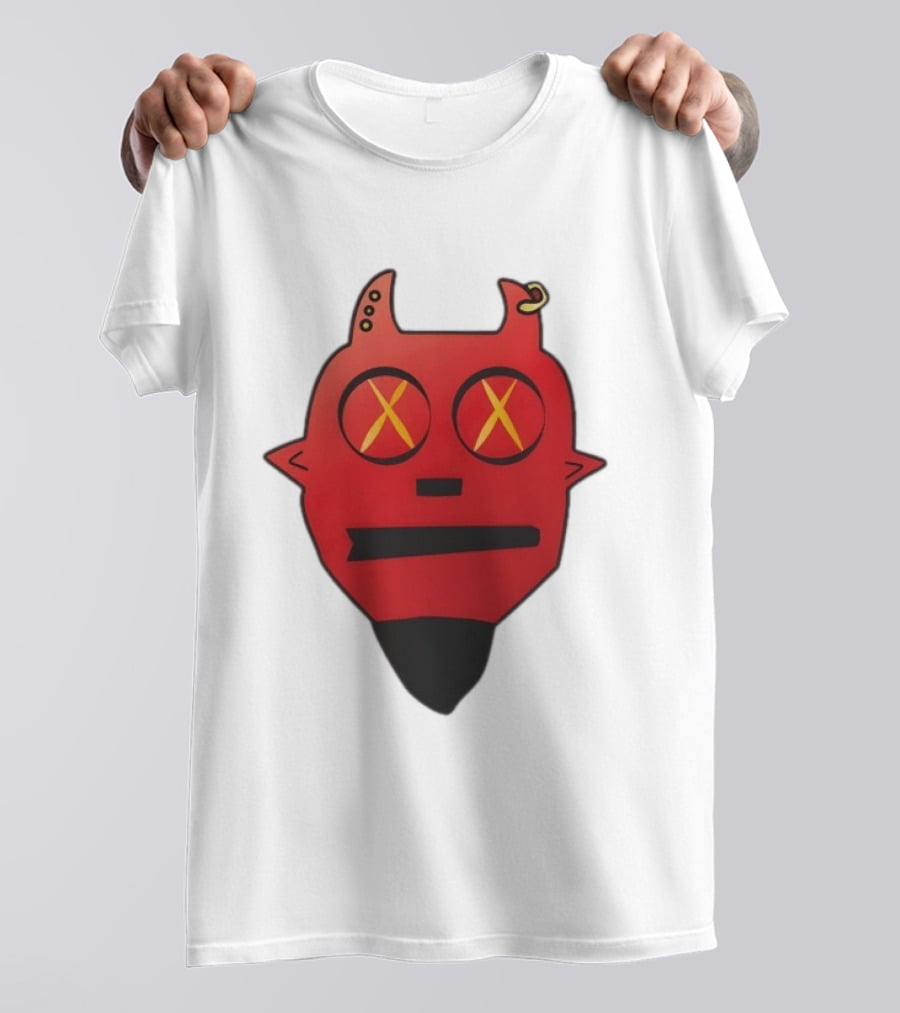 Handsome Devil Red Cartoon Face With Cross Eyes And Earring T-Shirt