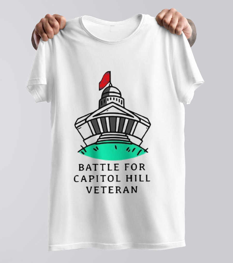 Battle For Capitol Hill Veteran UFO Dome Red Flag T-Shirt