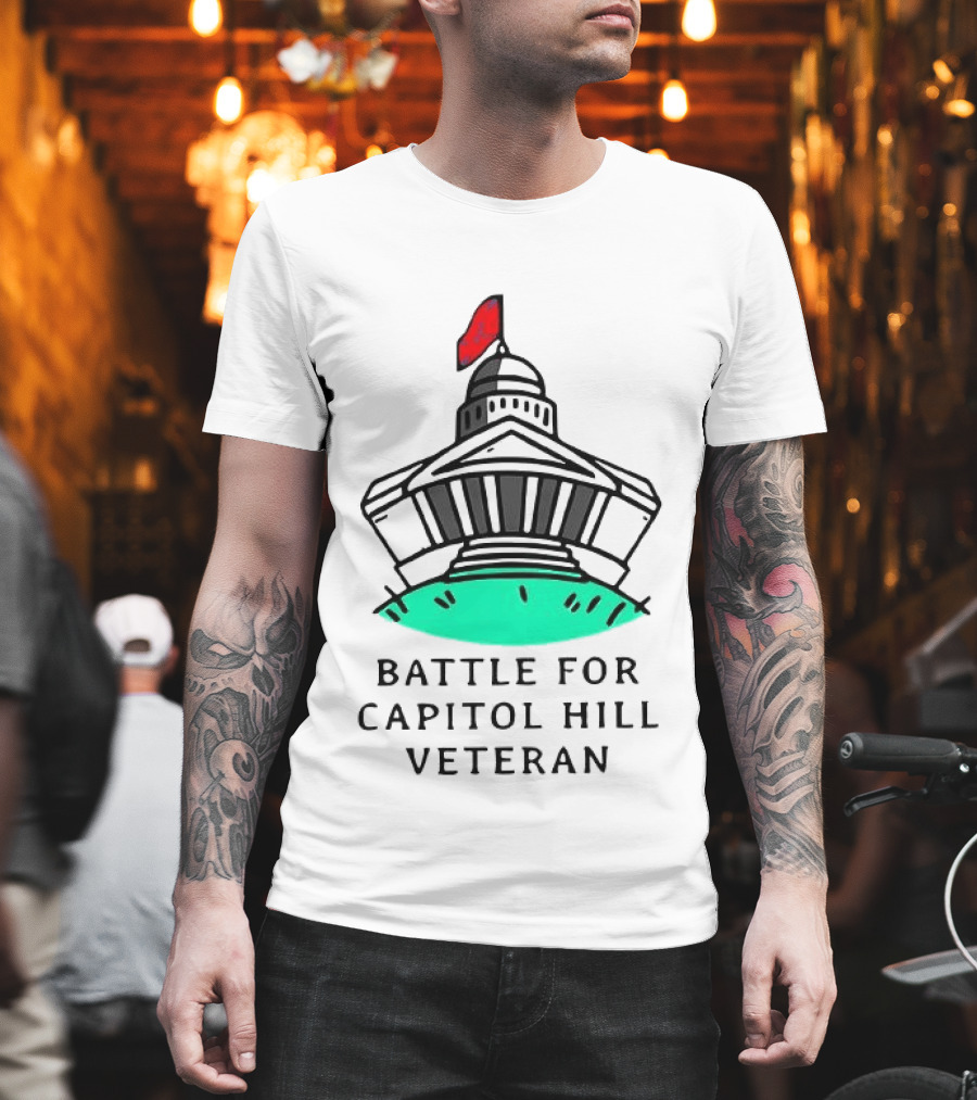 Battle For Capitol Hill Veteran UFO Dome Red Flag T-Shirt
