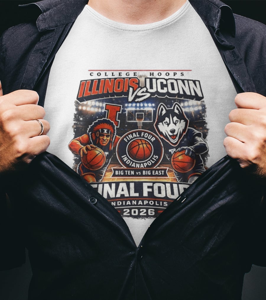 Illinois Fighting Illini Vs UConn Huskies Final Four Indianapolis 2026 Big Ten Vs Big East T-Shirt