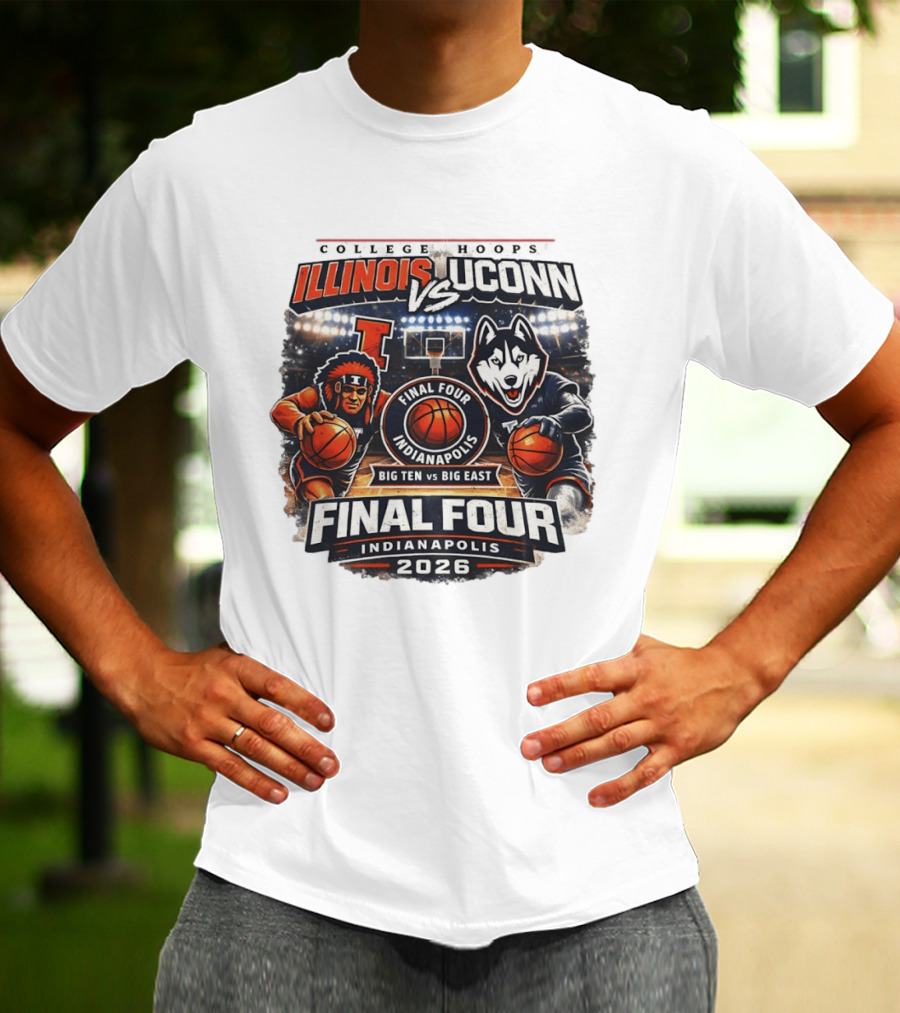 Illinois Fighting Illini Vs UConn Huskies Final Four Indianapolis 2026 Big Ten Vs Big East T-Shirt