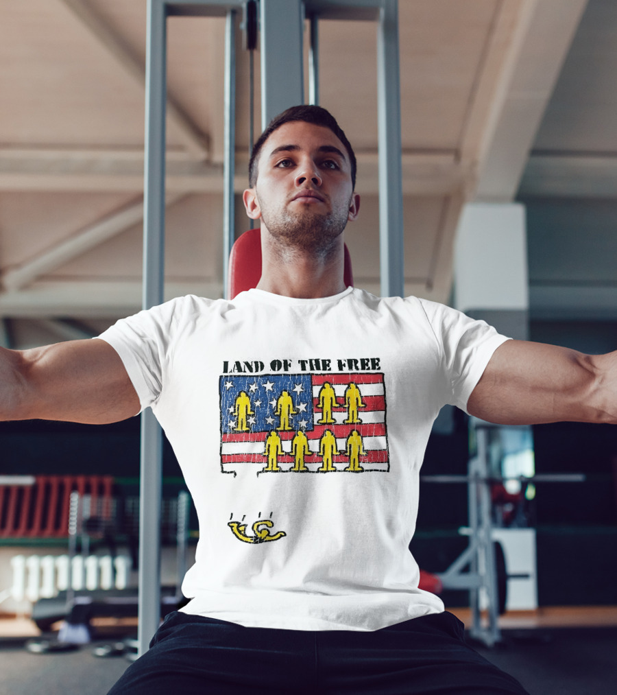 Land Of The Free USA Flag With Yellow Figures And Stars T-Shirt