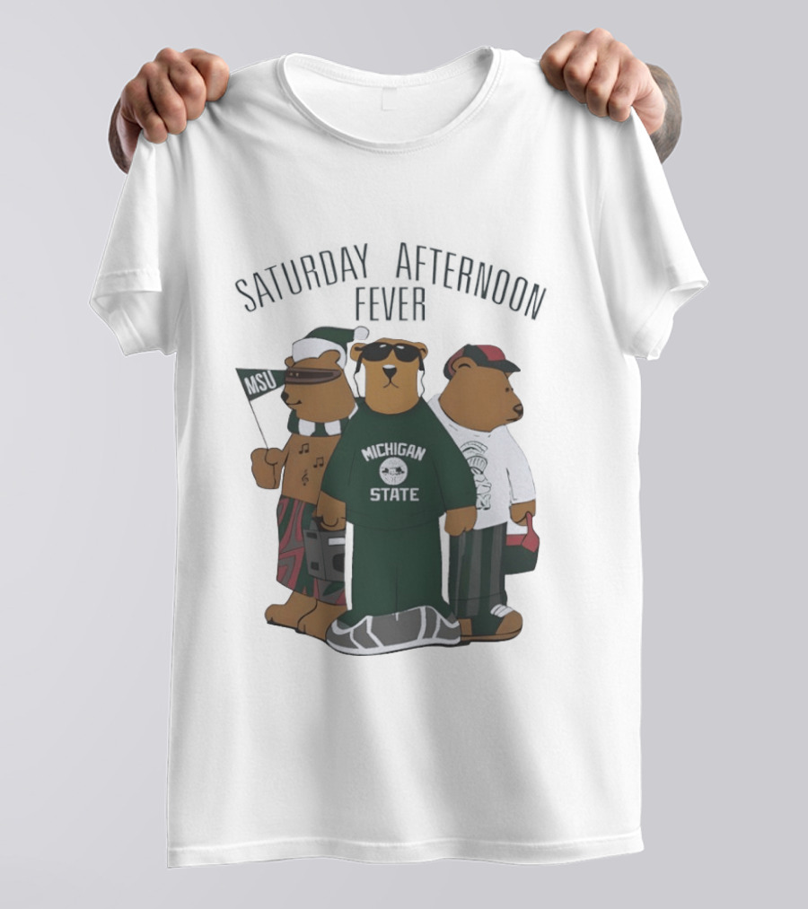 Michigan State Spartans Three Bears Saturday Afternoon Fever MSU T-Shirt