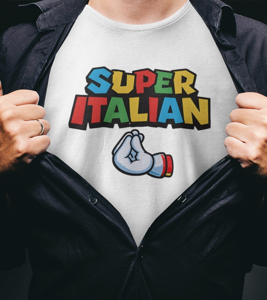 Super Italian Hand Gesture Colorful Letters T-Shirt