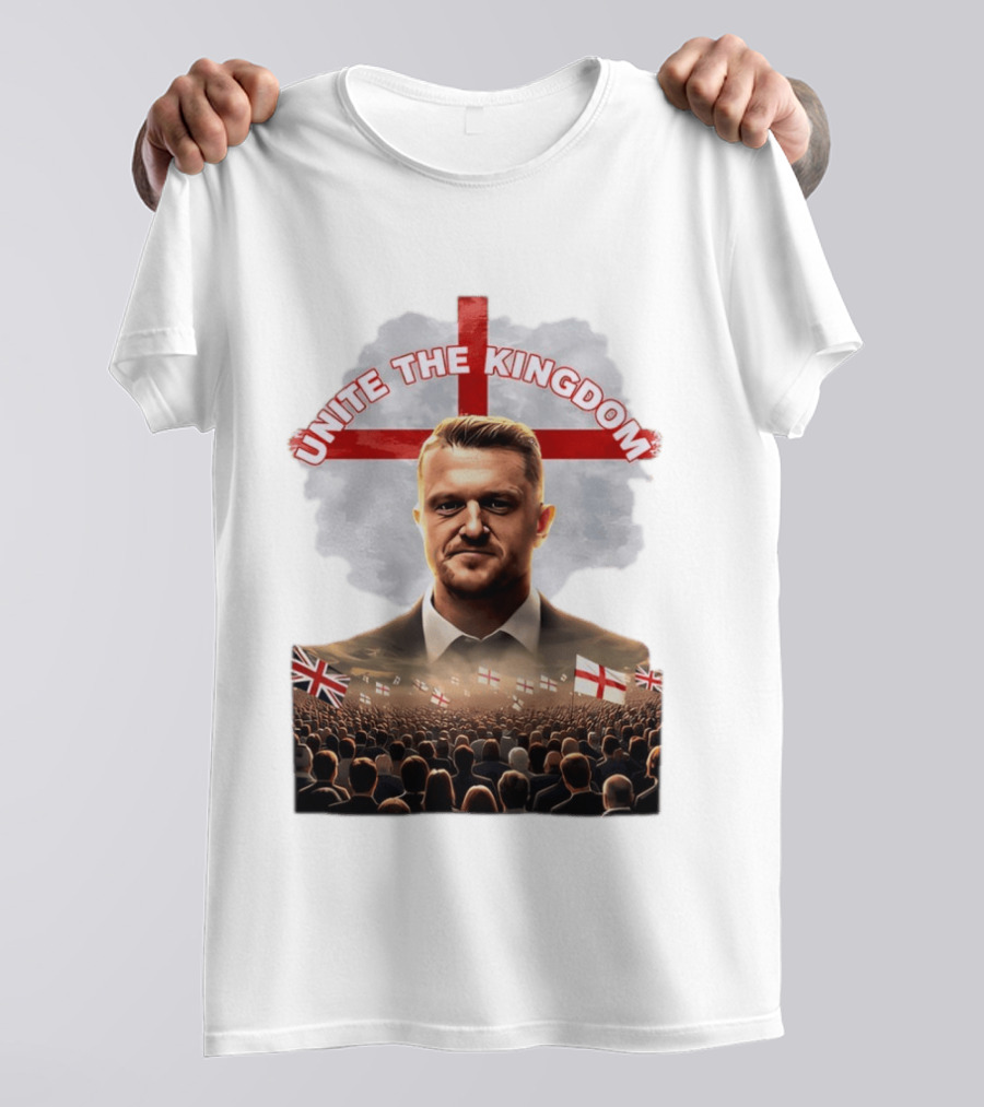 Unite The Kingdom Tommy Robinson England Flag Crowd T-Shirt