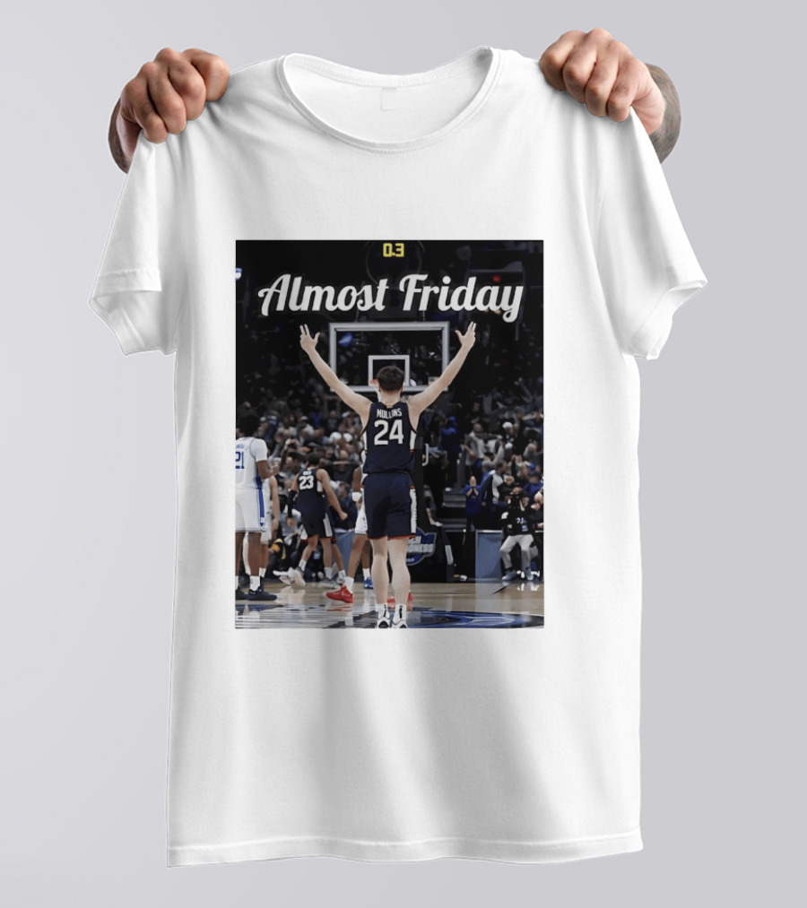 UConn Huskies March Madness Almost Friday Basketball Court Triumph T-Shirt