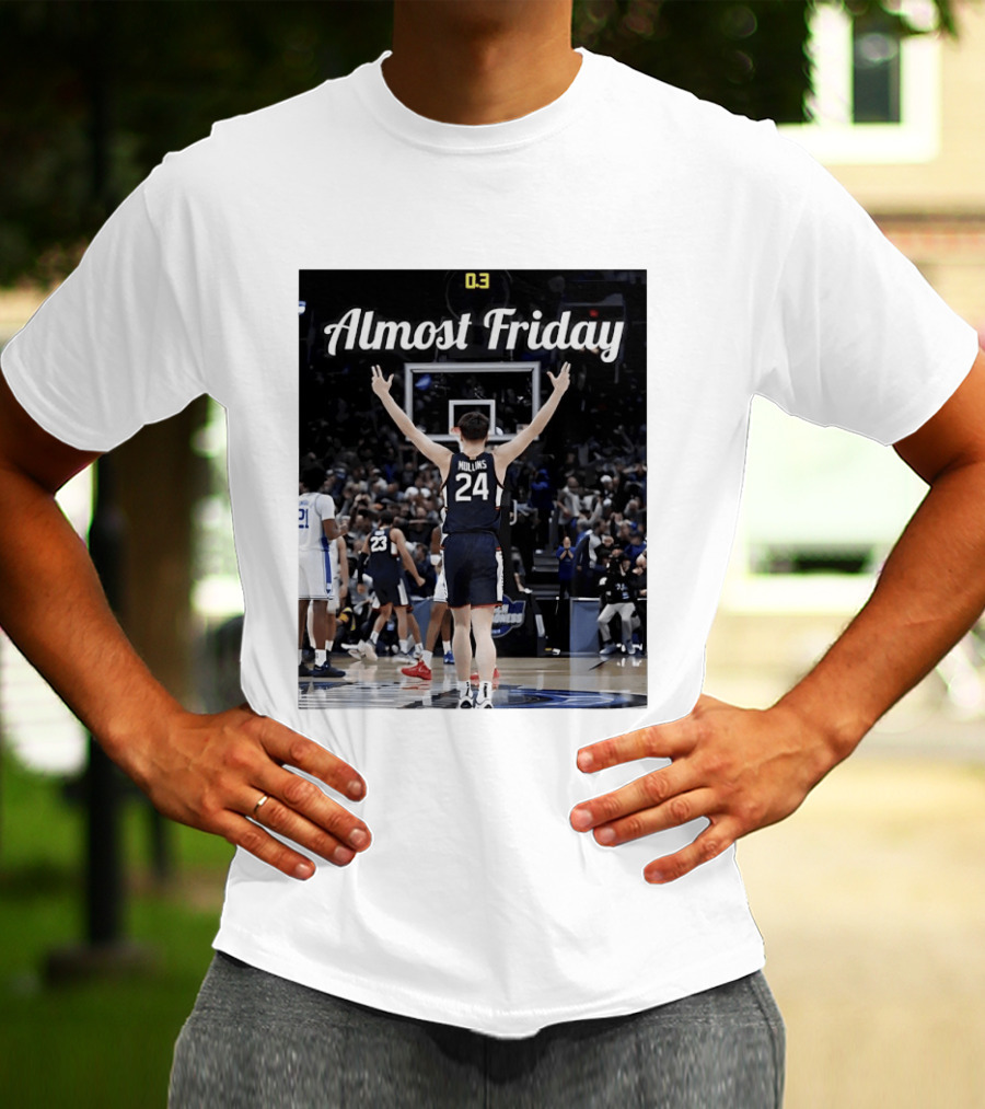 UConn Huskies March Madness Almost Friday Basketball Court Triumph T-Shirt