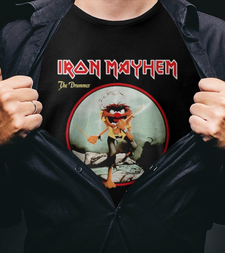 Animal The Muppets Iron Mayhem Rock Band Drummer T-Shirt