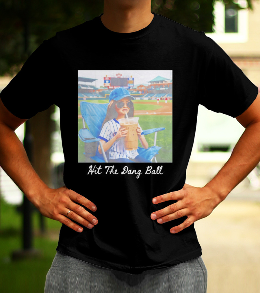 Barbie Ballfield Dark Hit The Dang Ball Baseball Stadium Scene With Player And Large Drink T-Shirt