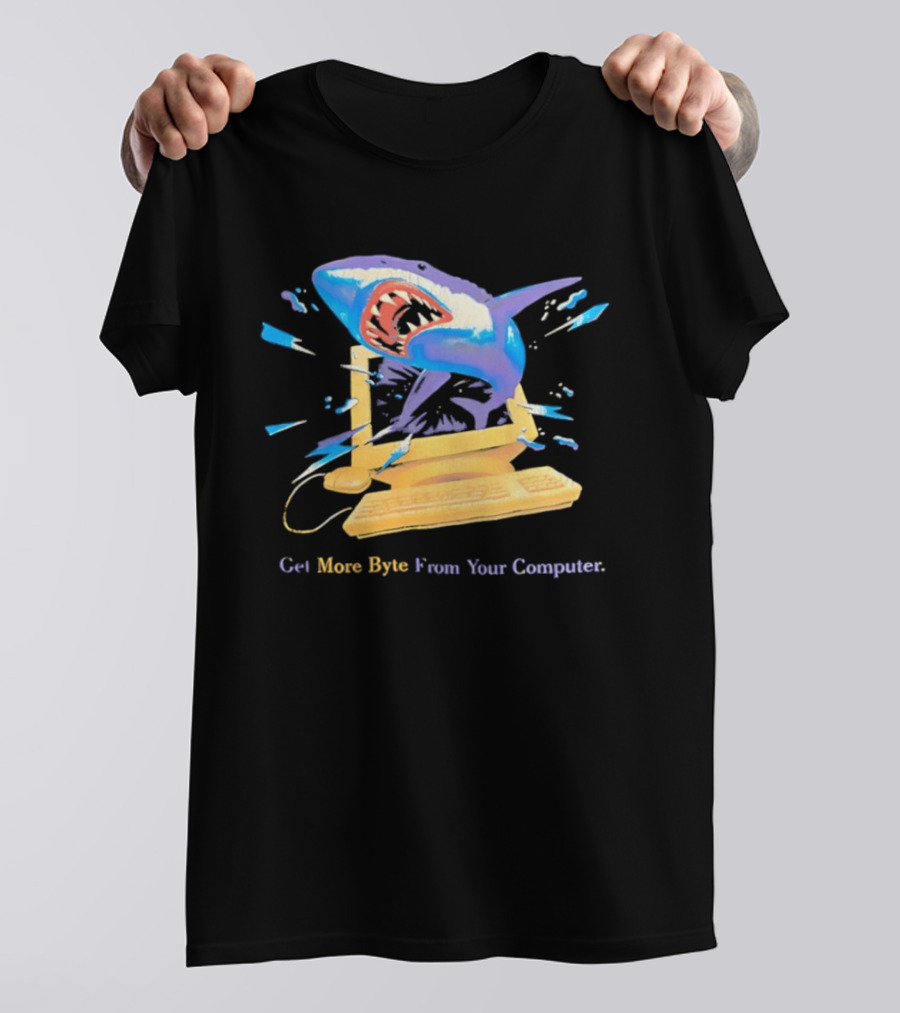 Get More Byte From Your Computer Shark Breaking Through Screen T-Shirt