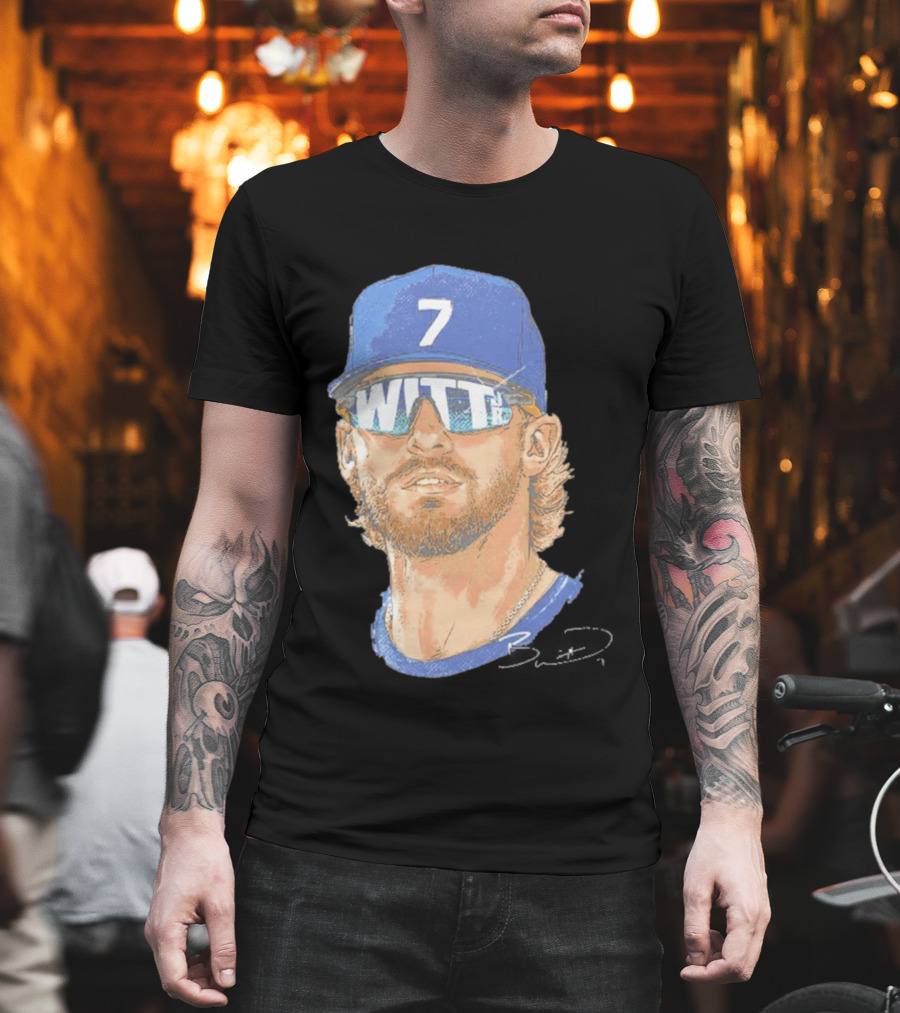 Bobby Witt Jr Kansas City Royals Sunglasses Blue Cap Number 7 T-Shirt