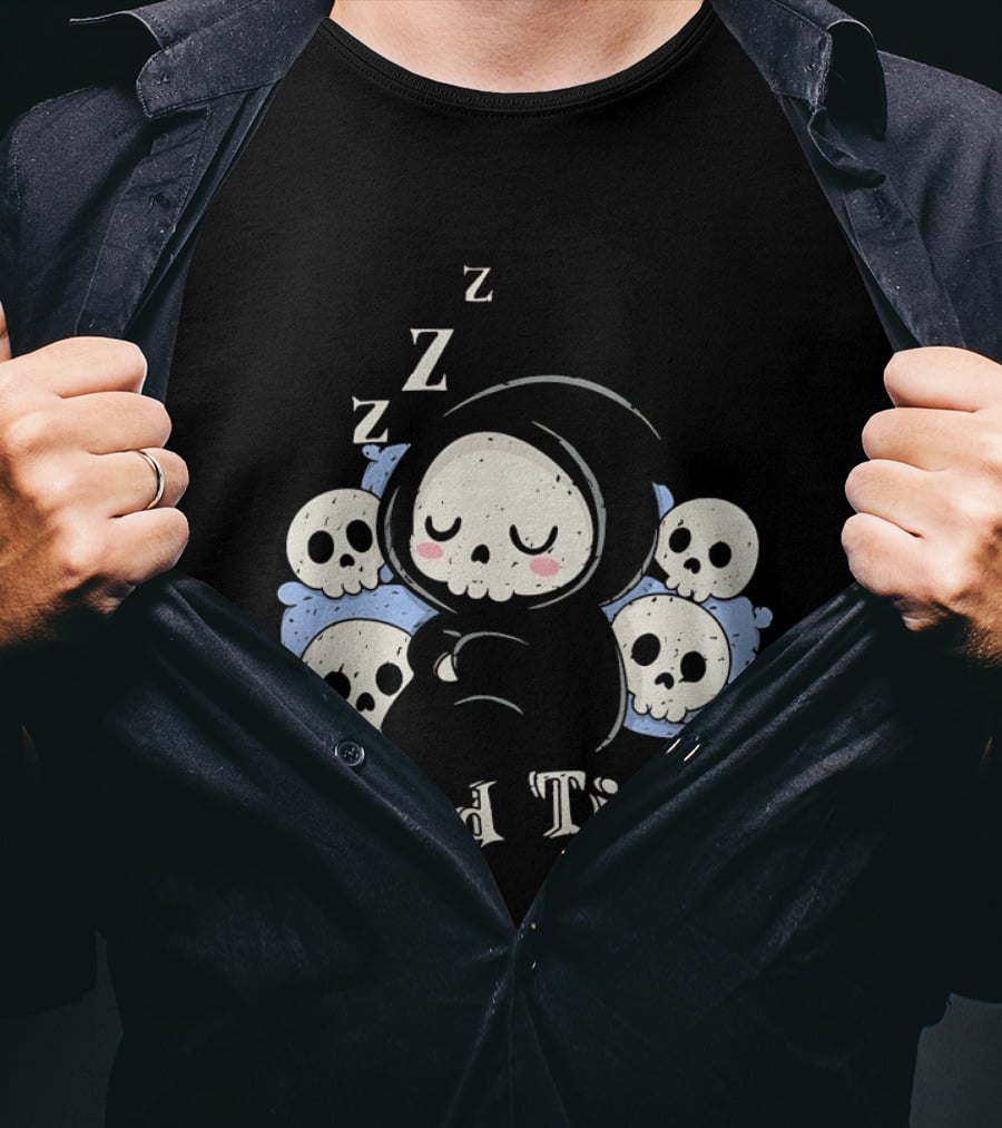 Grim Reaper Sleeping Among Skulls Dead Tired With ZZZ T-Shirt