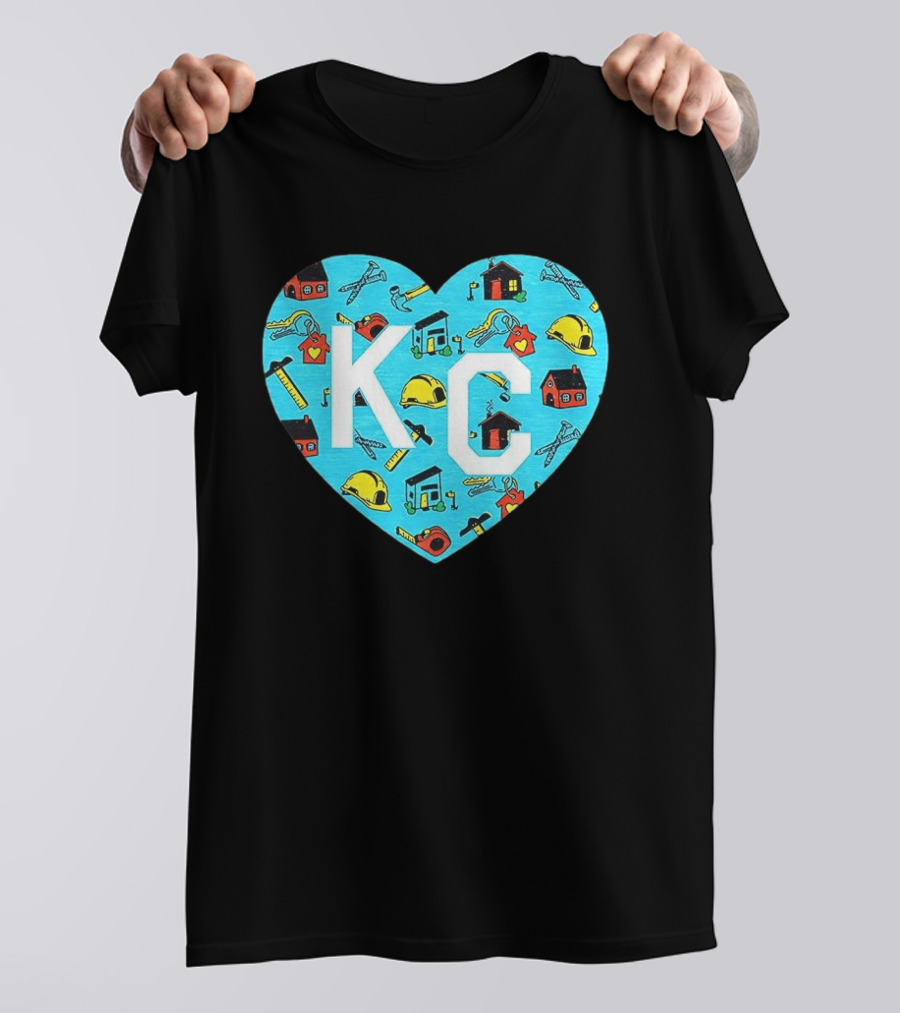 Habitat For Humanity Kansas City KC Heart With Tools And Houses T-Shirt