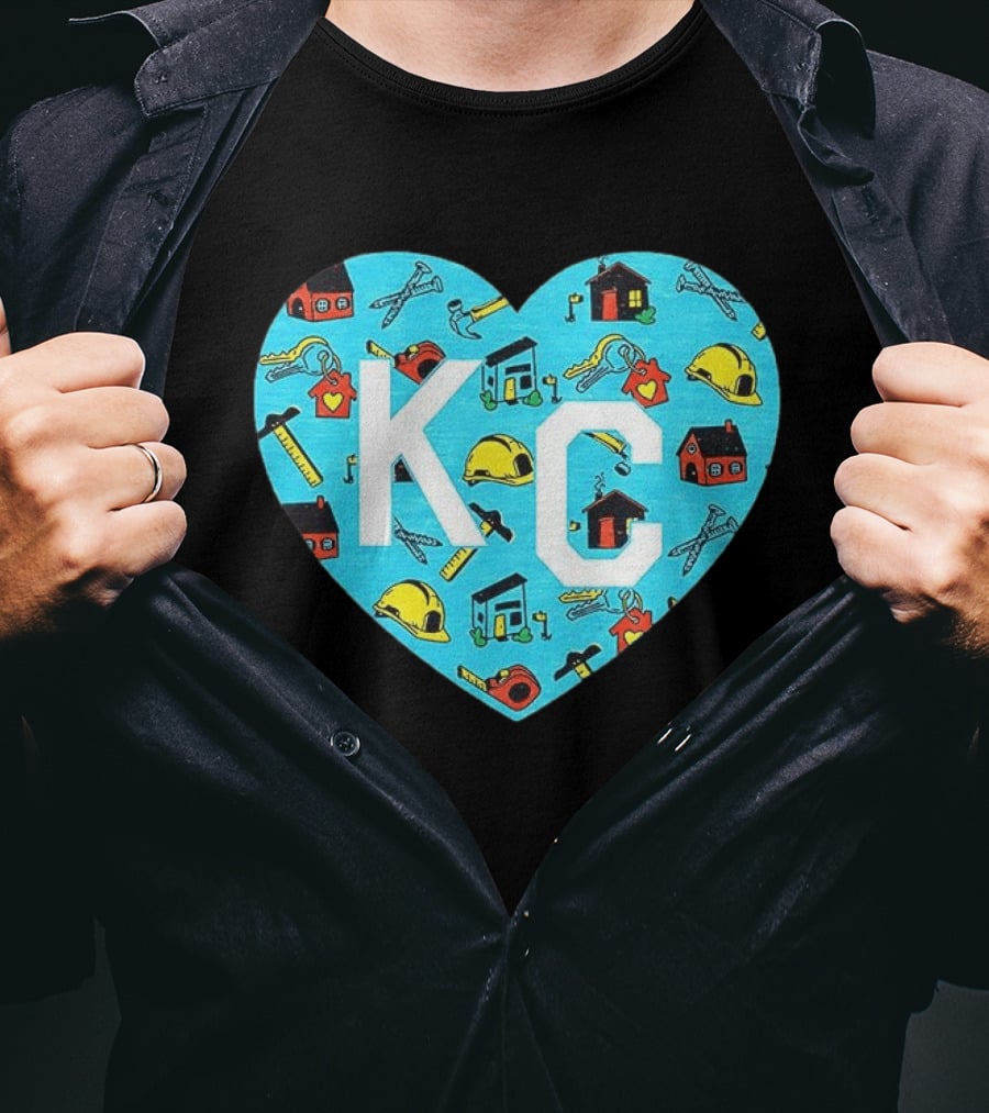 Habitat For Humanity Kansas City KC Heart With Tools And Houses T-Shirt