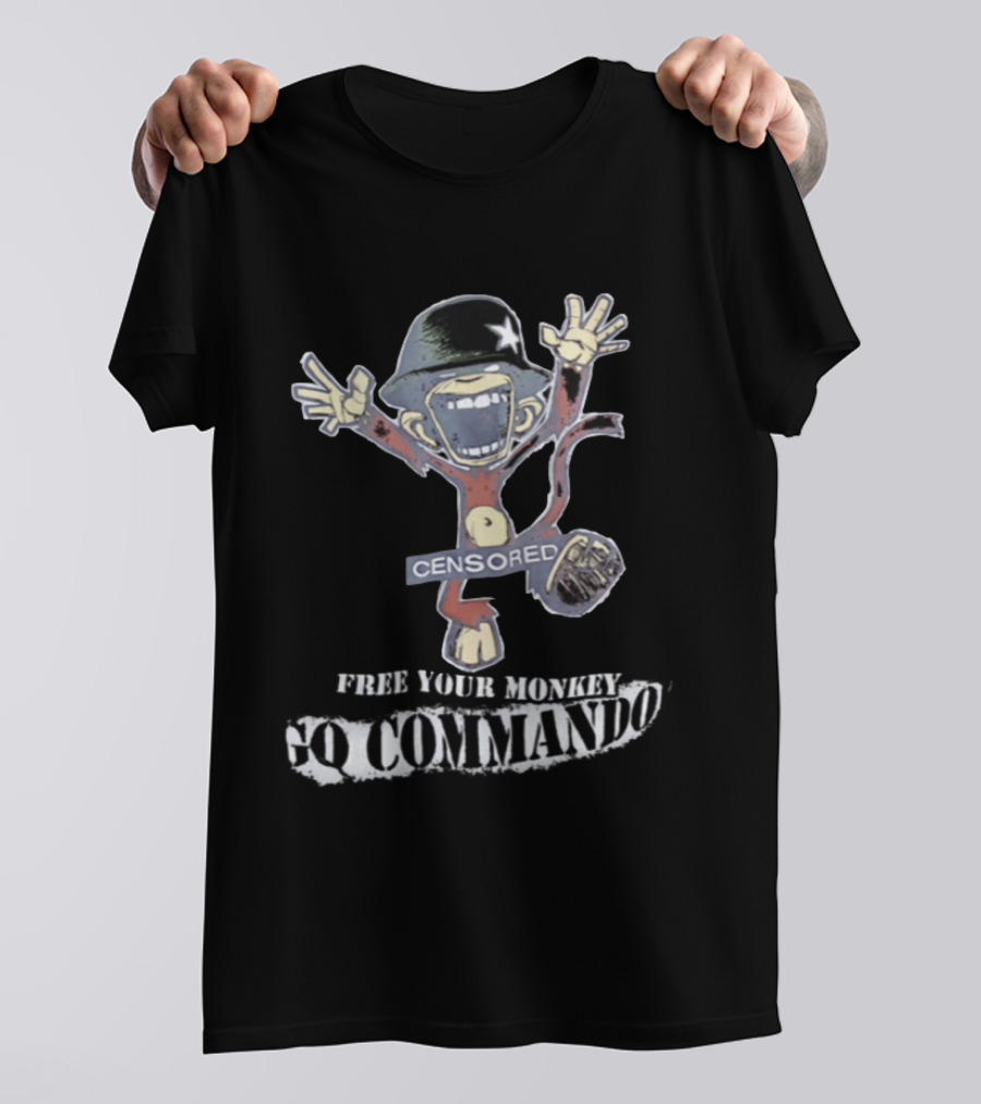 Censored Free Your Monkey Go Commando Funny Soldier T-Shirt