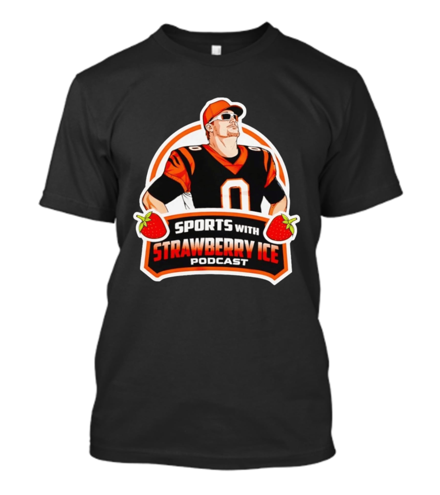 Joe Burrow Sports With Strawberry Ice Podcast Football Player In Cincinnati Bengals T-Shirt