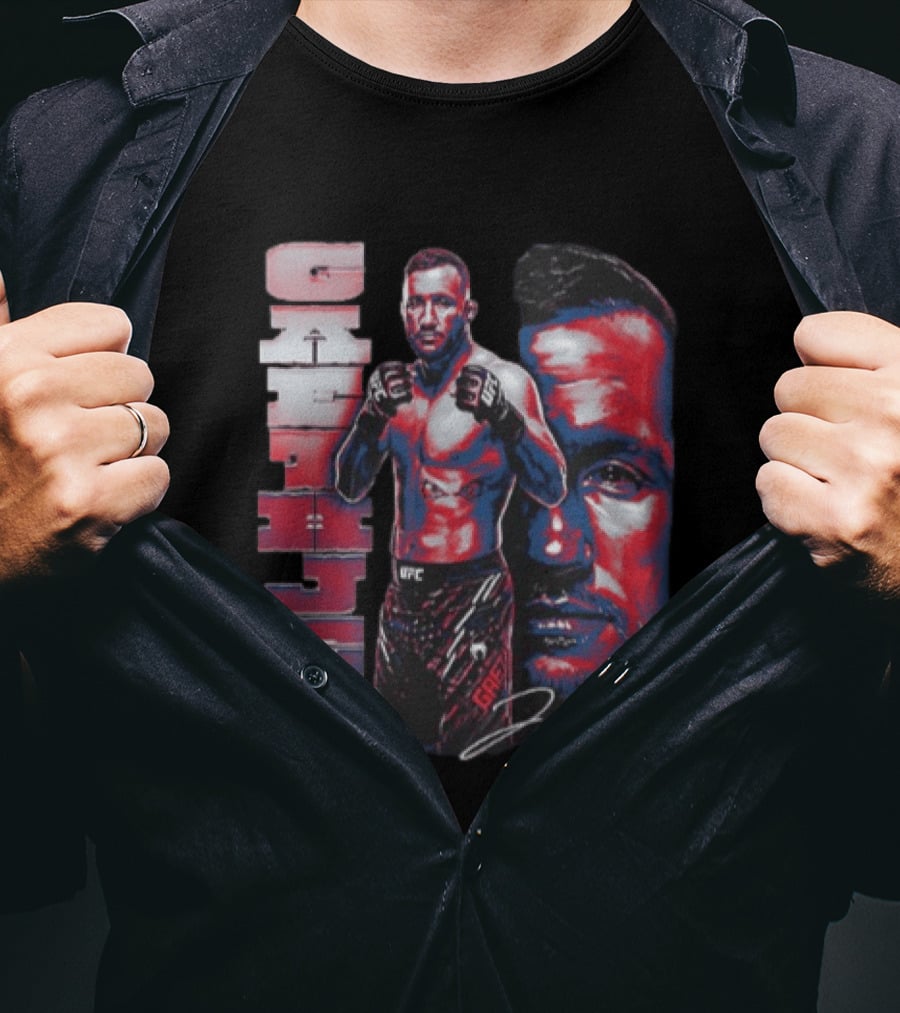 Justin Gaethje UFC Fighter Portrait And Name T-Shirt