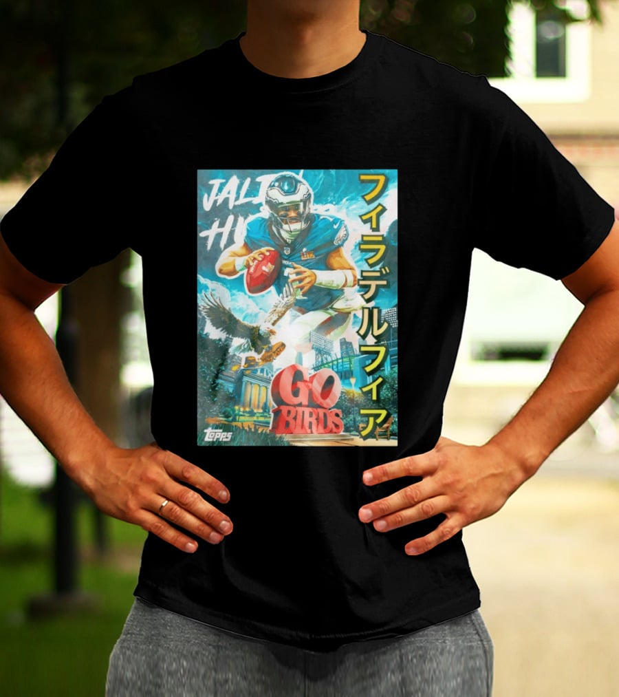 Jalen Hurts Philadelphia Eagles Go Birds Japanese Text Topps T-Shirt