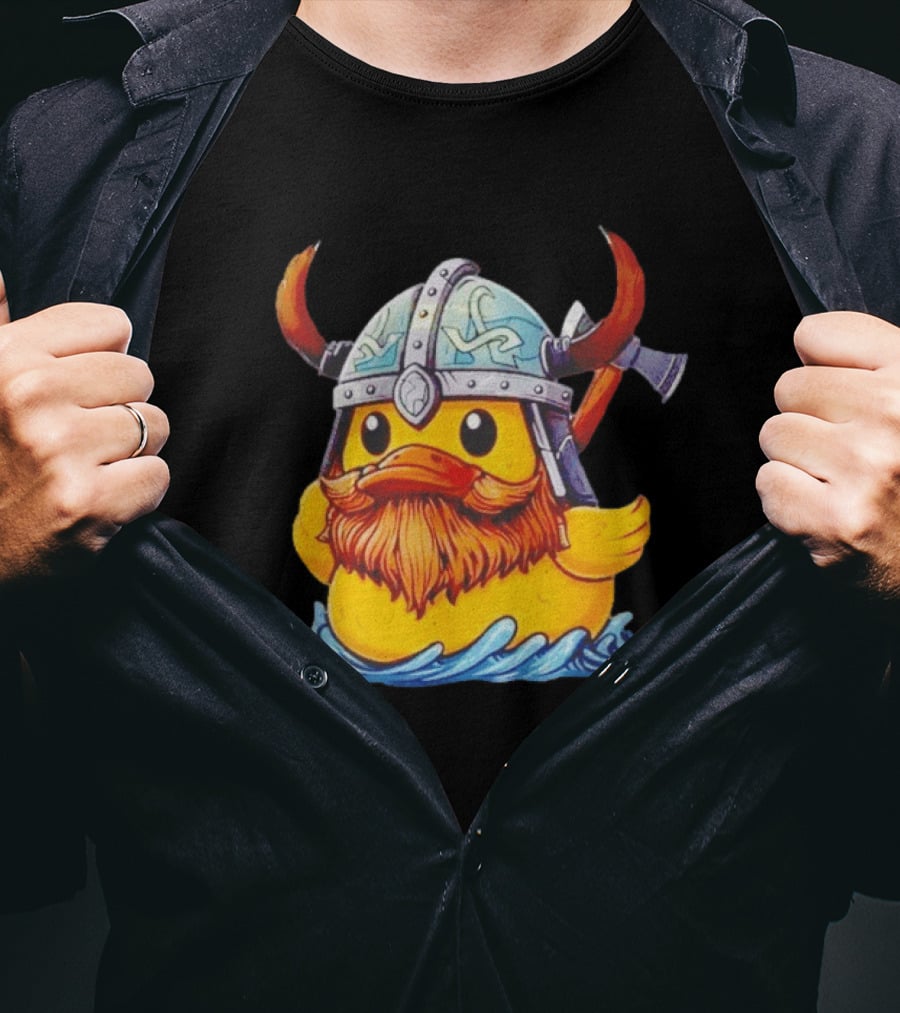 Viking Warrior Rubber Duck With Horned Helmet And Axe T-Shirt