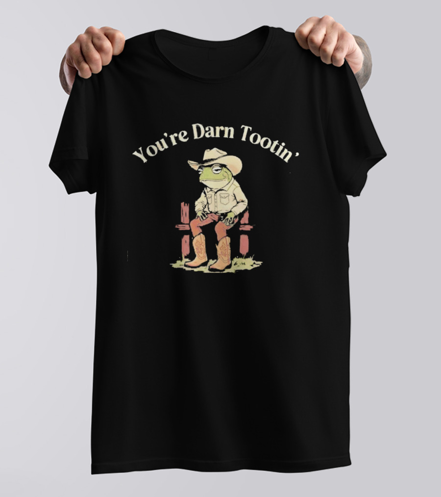 You're Darn Tootin' Western Cowboy Frog Sitting On Fence T-Shirt