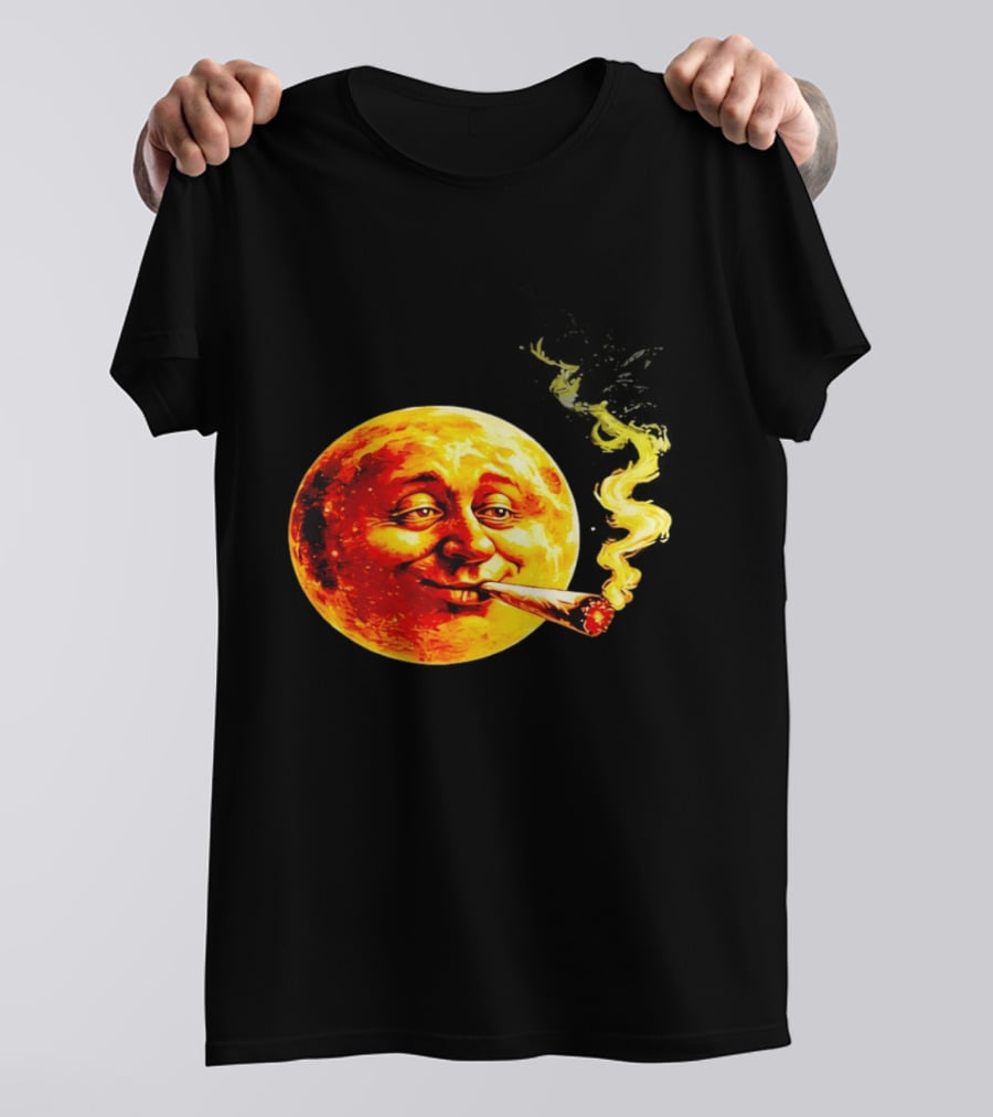 Moon Face Smoking Weed Blunt Lunar Smokers Club T-Shirt