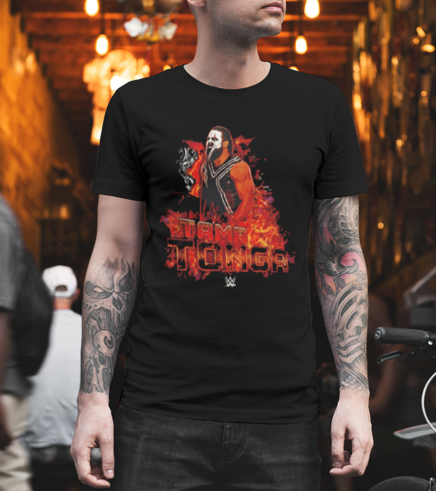 Tama Tonga WWE Flames Wrestling Face Paint Fiery T-Shirt