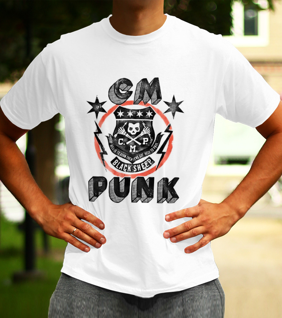 CM Punk Black Sheep Crest With Stars And Lightning T-Shirt