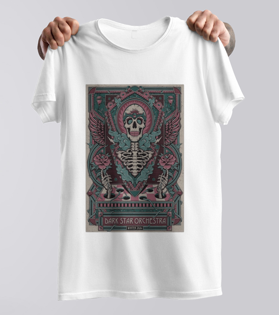 Dark Star Orchestra Skeleton With Wings And Roses Winter 2026 T-Shirt