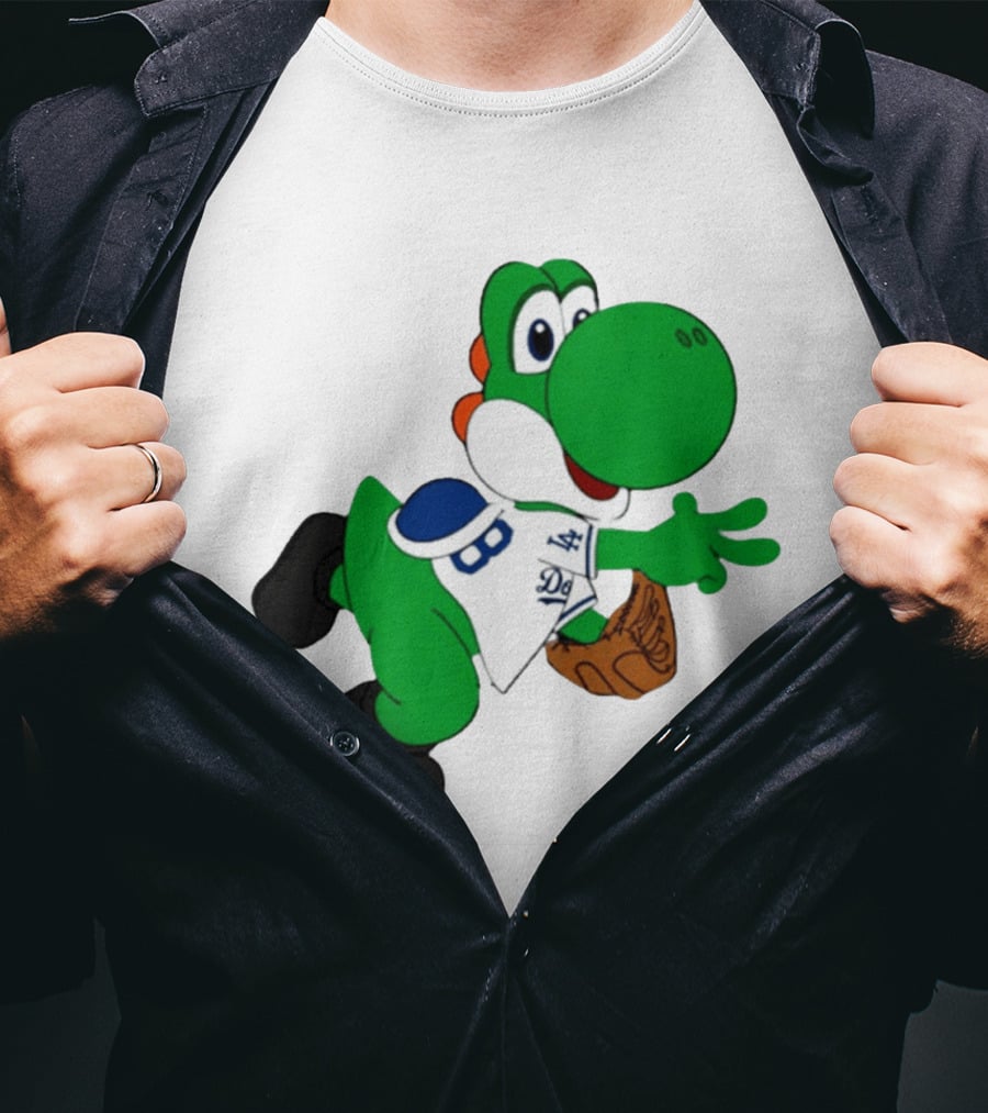 Los Angeles Dodgers Green Dinosaur Cartoon Character Toddler Staple T-Shirt