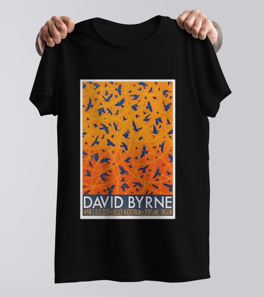David Byrne April 7 8 2026 Keller Auditorium Portland Oregon Birds Orange Blue T-Shirt