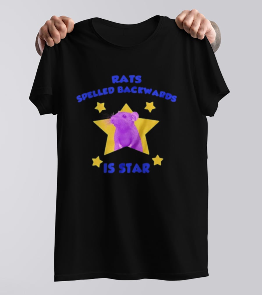 Rats Spelled Backwards Is Star Purple Mouse Yellow Stars T-Shirt