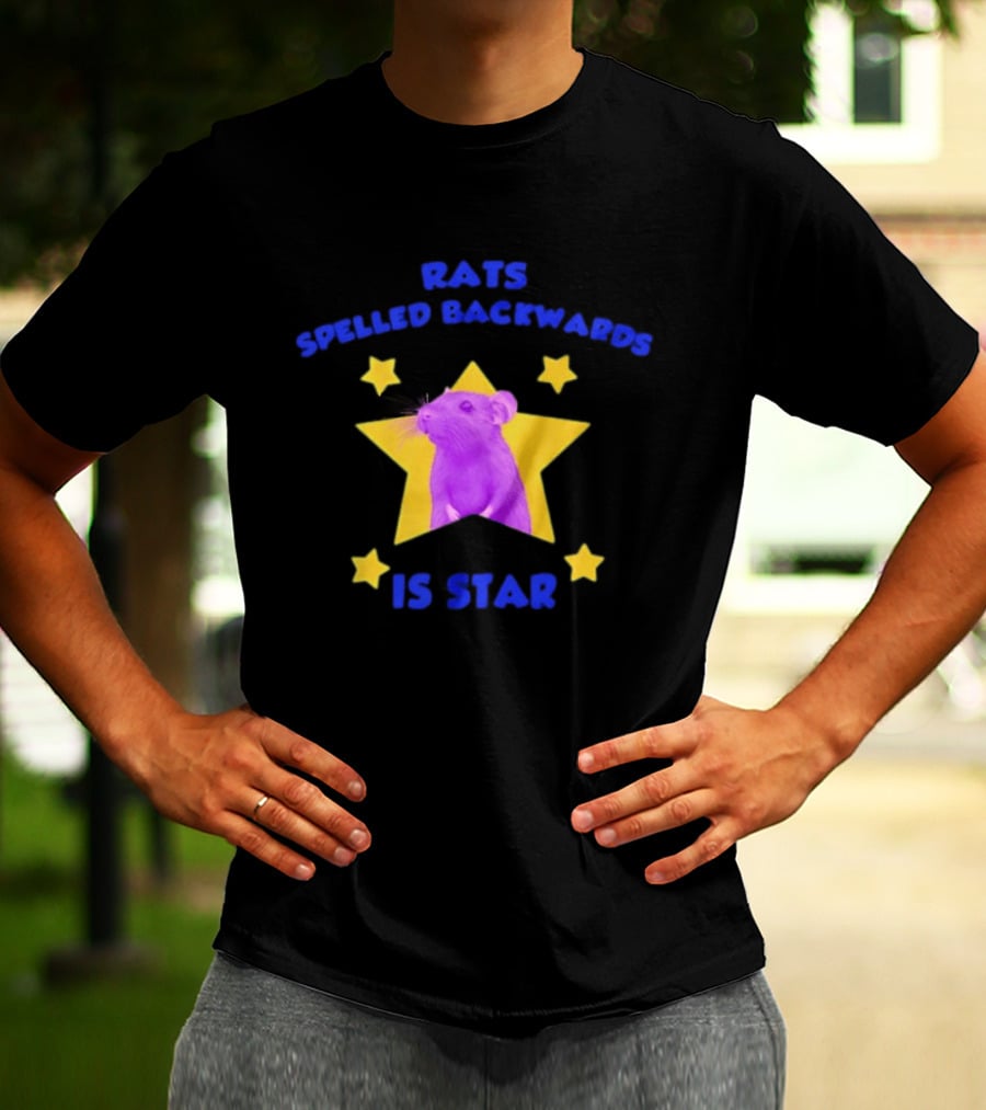 Rats Spelled Backwards Is Star Purple Mouse Yellow Stars T-Shirt