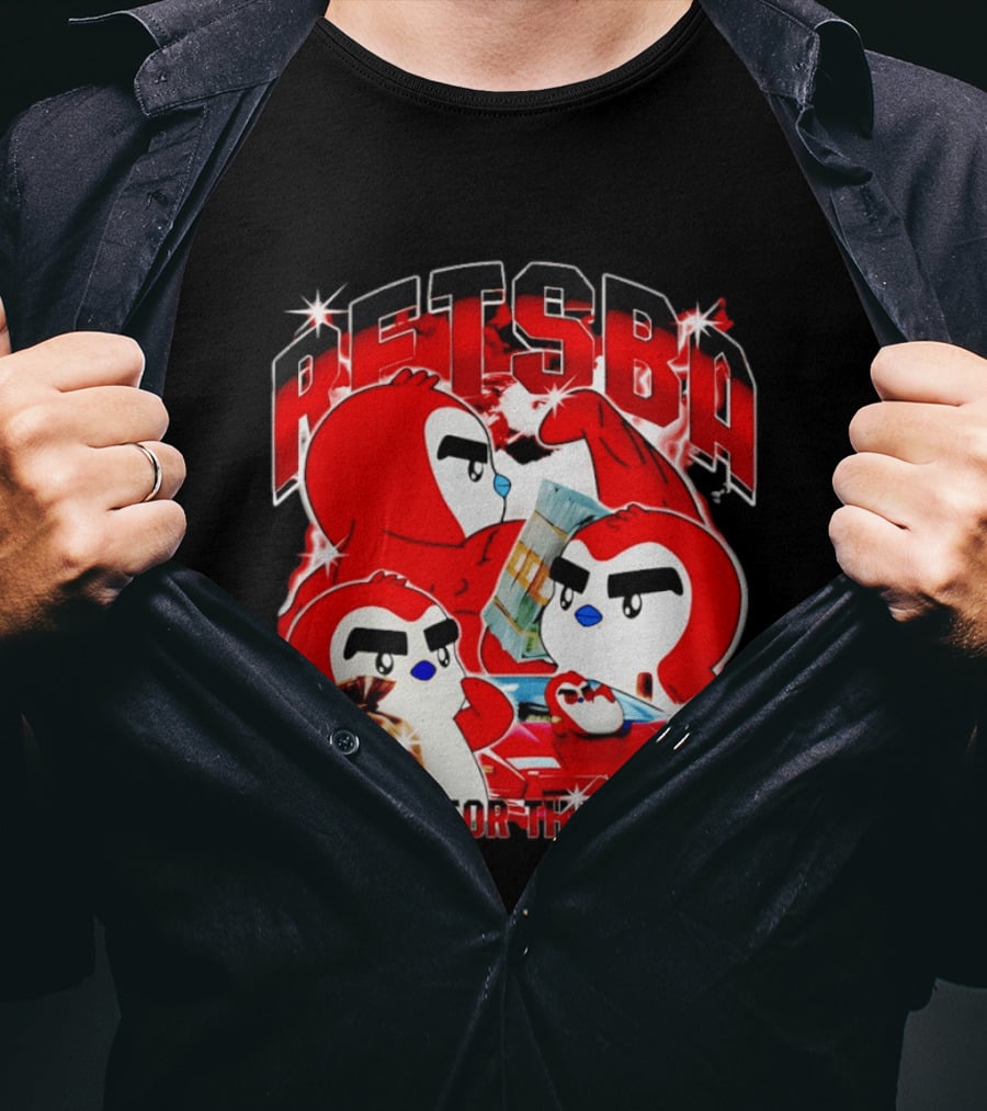 Retsba No Rest For The Wicked Red Characters With Cash And Car T-Shirt