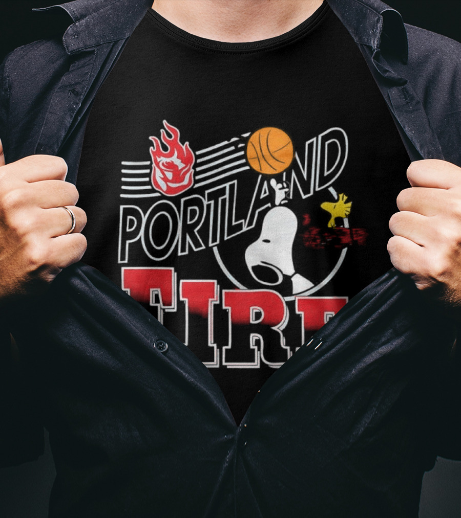 Snoopy Peanuts Portland Fire WNBA Collaboration T-Shirt