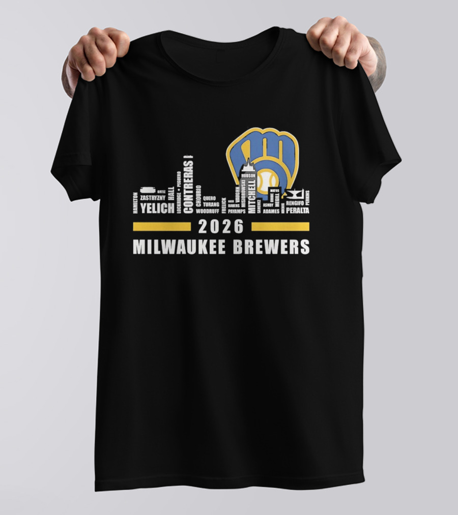 Milwaukee Brewers 2026 City Skyline Yelich Baseball Team Players T-Shirt