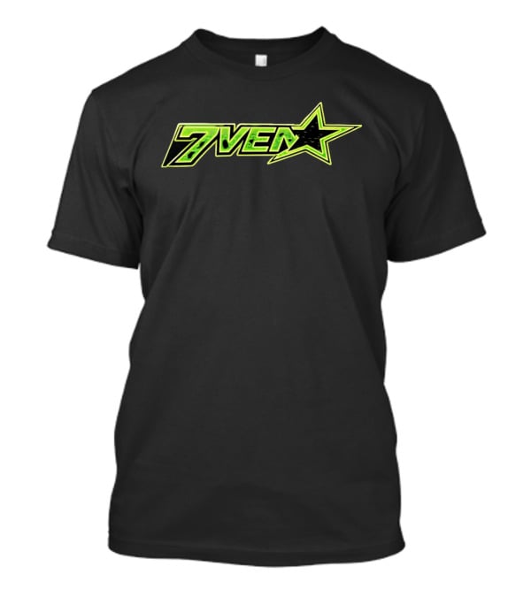 7Ven Star Neon Green Black Bold Lettering T-Shirt