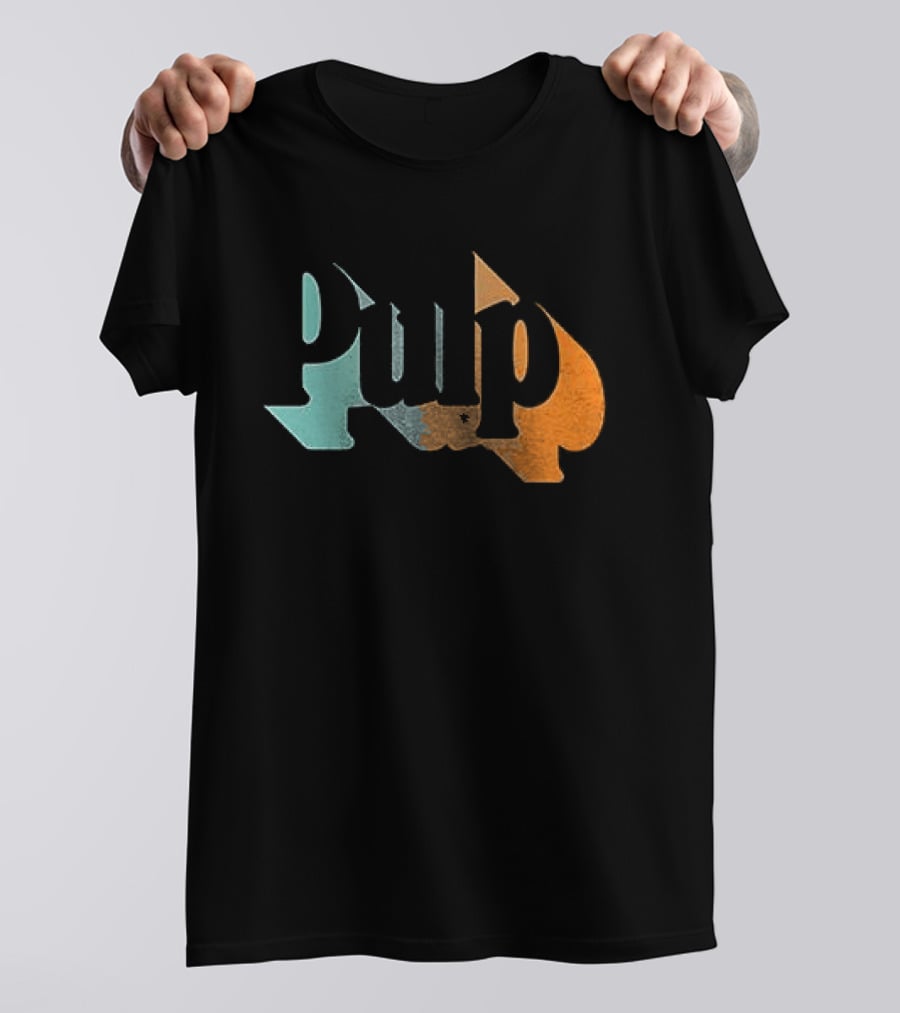 Here Comes More Pulp Dates Retro Style Text In Blue And Orange T-Shirt
