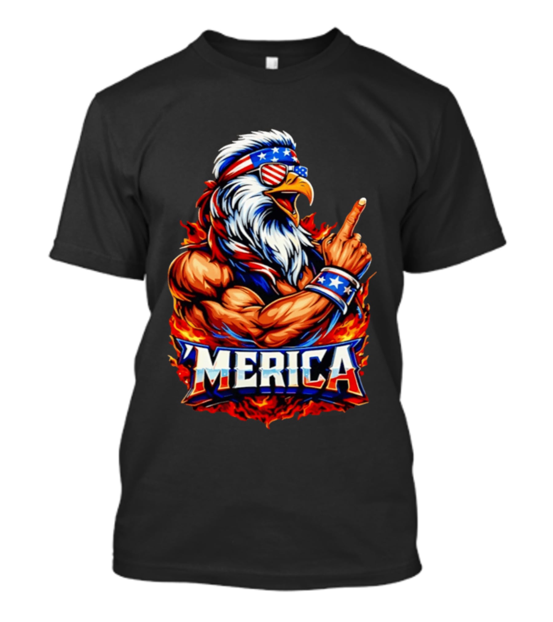 Patriotic Mullet Eagle 'Merica USA Flag Bandana And Sunglasses T-Shirt