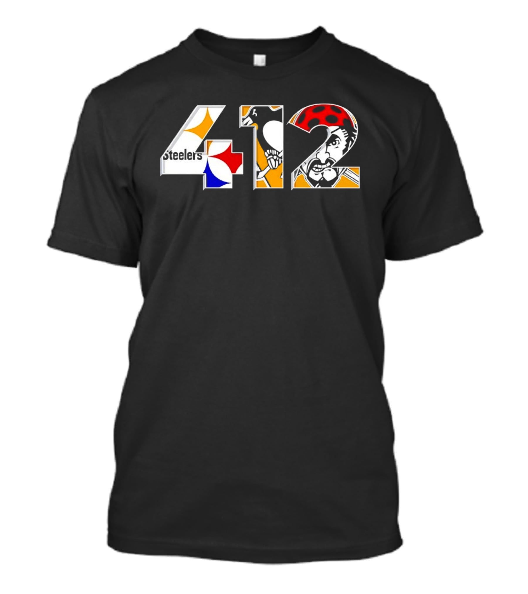 Pittsburgh Steelers Pirates Penguins 412 Iconic Area Code Sports Teams T-Shirt