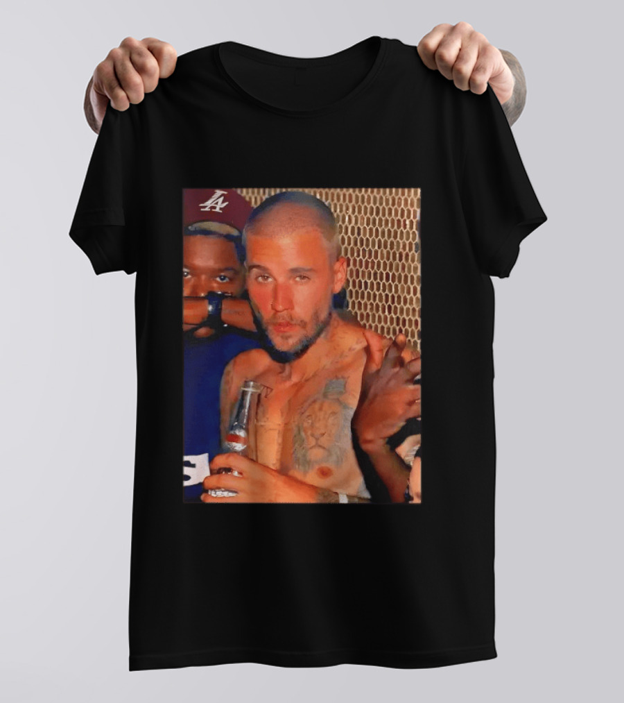 Justin Bieber Holding Beer Photo T-Shirt