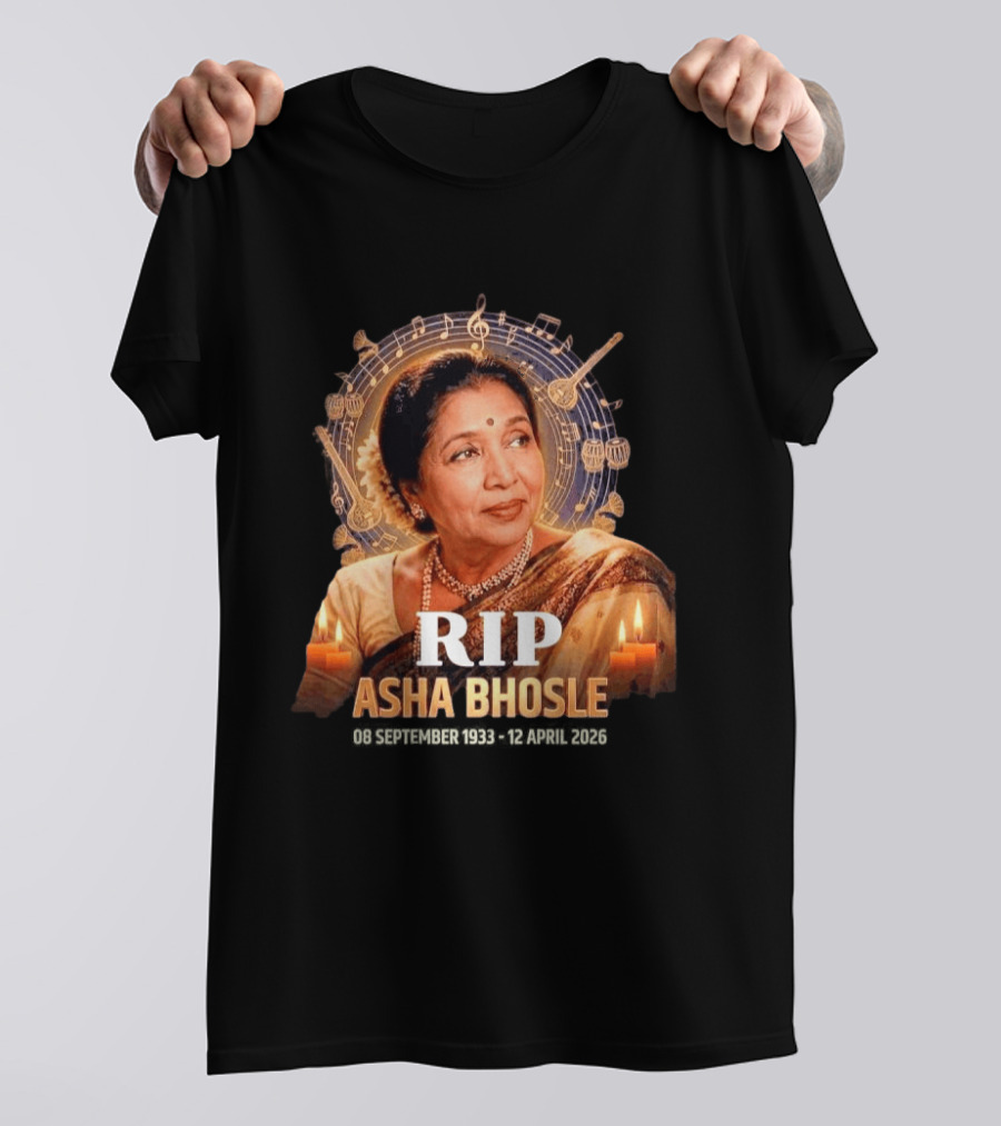 RIP Asha Bhosle Musical Tribute Candles 08 September 1933 12 April 2026 T-Shirt