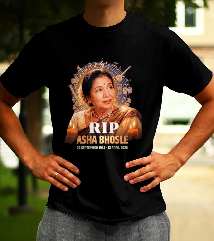 RIP Asha Bhosle Musical Tribute Candles 08 September 1933 12 April 2026 T-Shirt