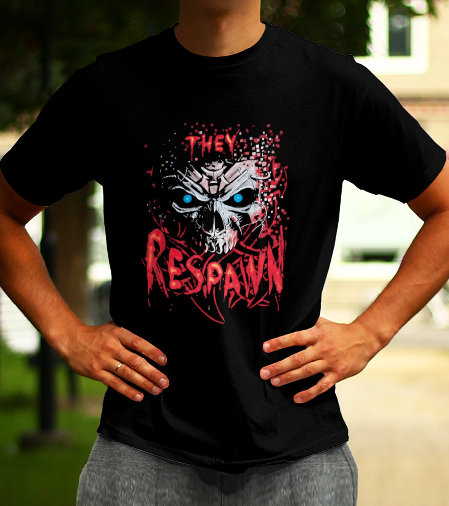 They Respawn Skull Blue Eyes Graffiti T-Shirt