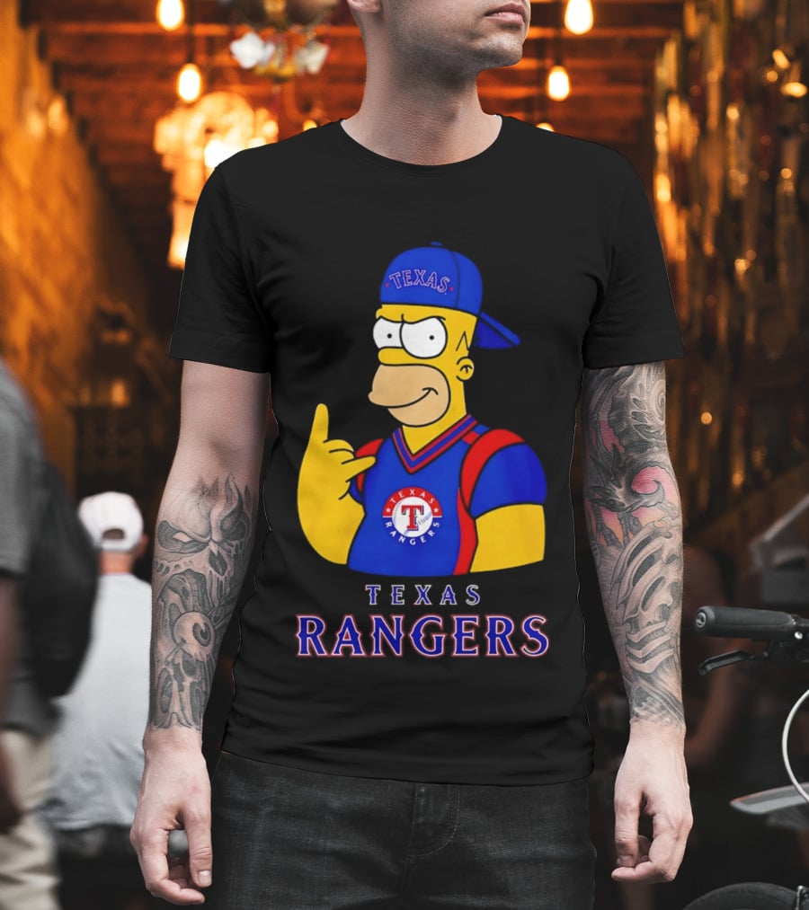 The Simpsons Texas Rangers Rock Hand Homer T-Shirt