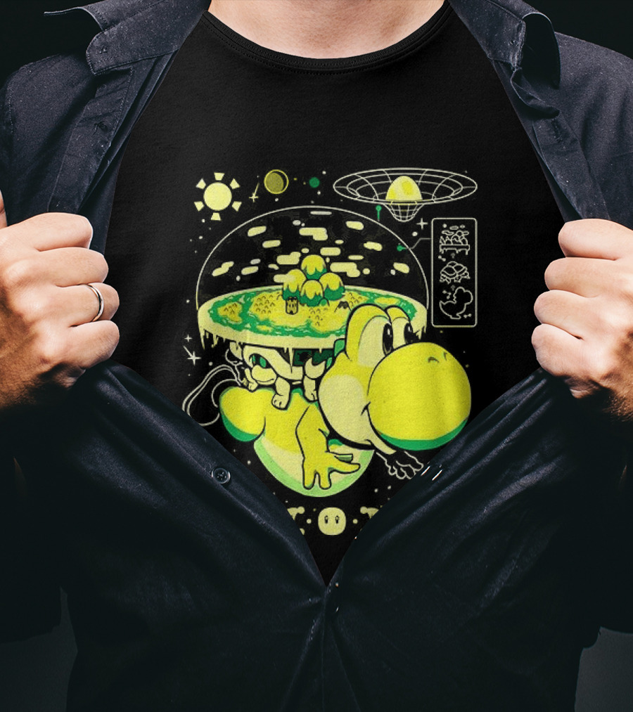 Yoshi Whole World Within His Shell Super Mario World Iconic Nintendo T-Shirt