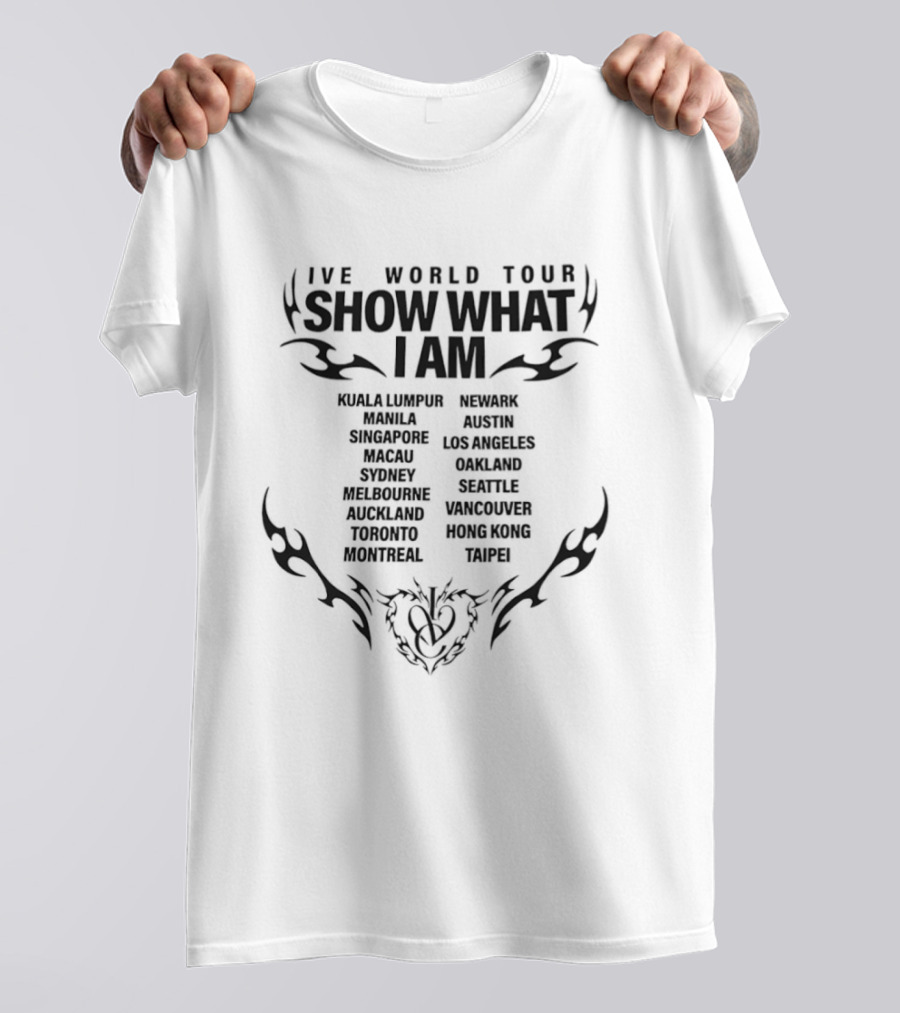 Ive World Tour Show What I Am Cities List Black Text Flame T-Shirt