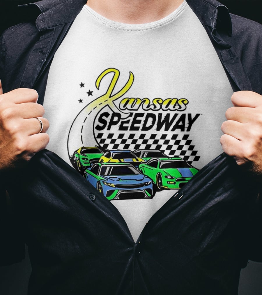 Kansas Speedway Racing Fast Cars And Checkered Flags T-Shirt
