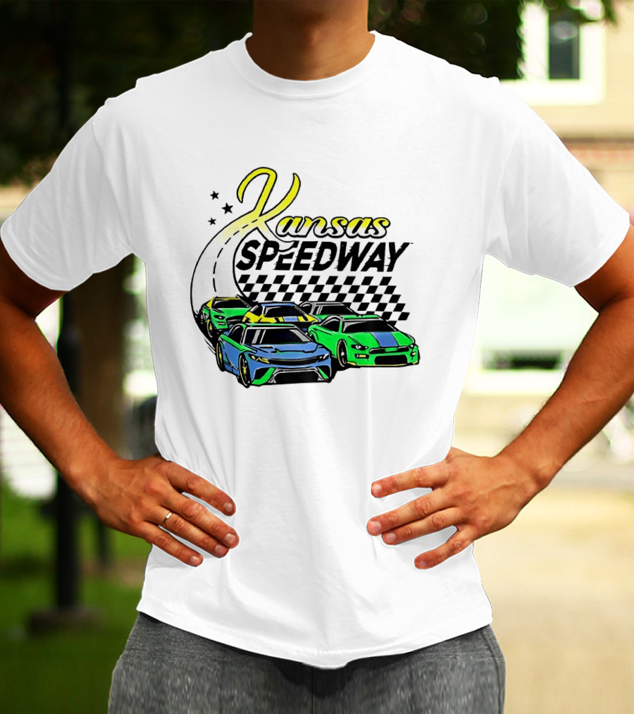 Kansas Speedway Racing Fast Cars And Checkered Flags T-Shirt